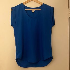J crew blue short sleeved blouse size zero